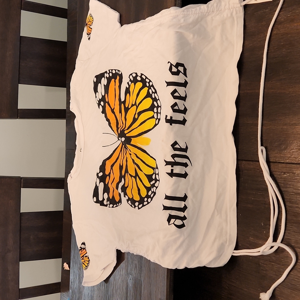 On Fire white butterfly  shirt